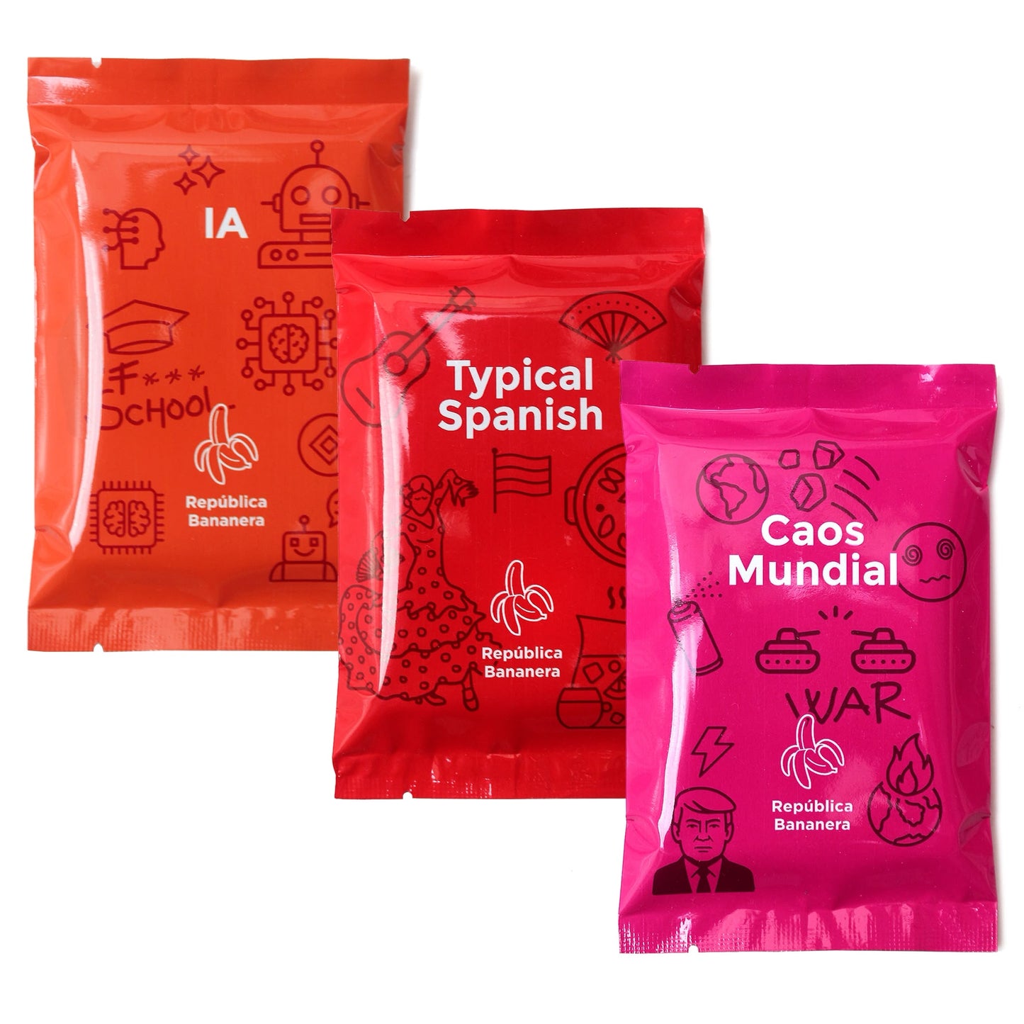 Pack 3 Sobres Republica Bananera IA, Typical Spanish, Caos Mundial